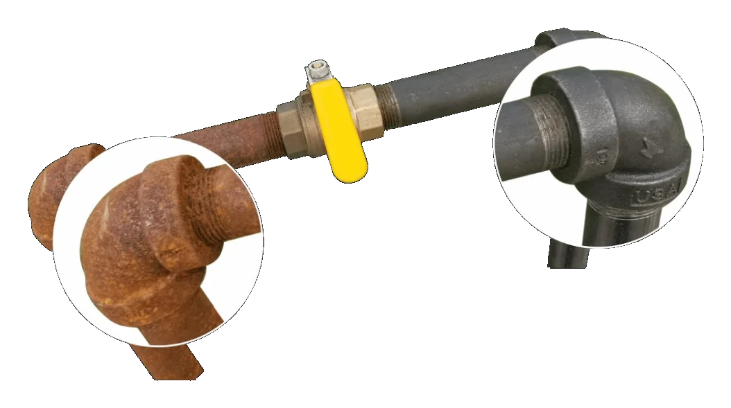 Teste comparativo: metade da peça com CorroFink aplicado, metade sem proteção